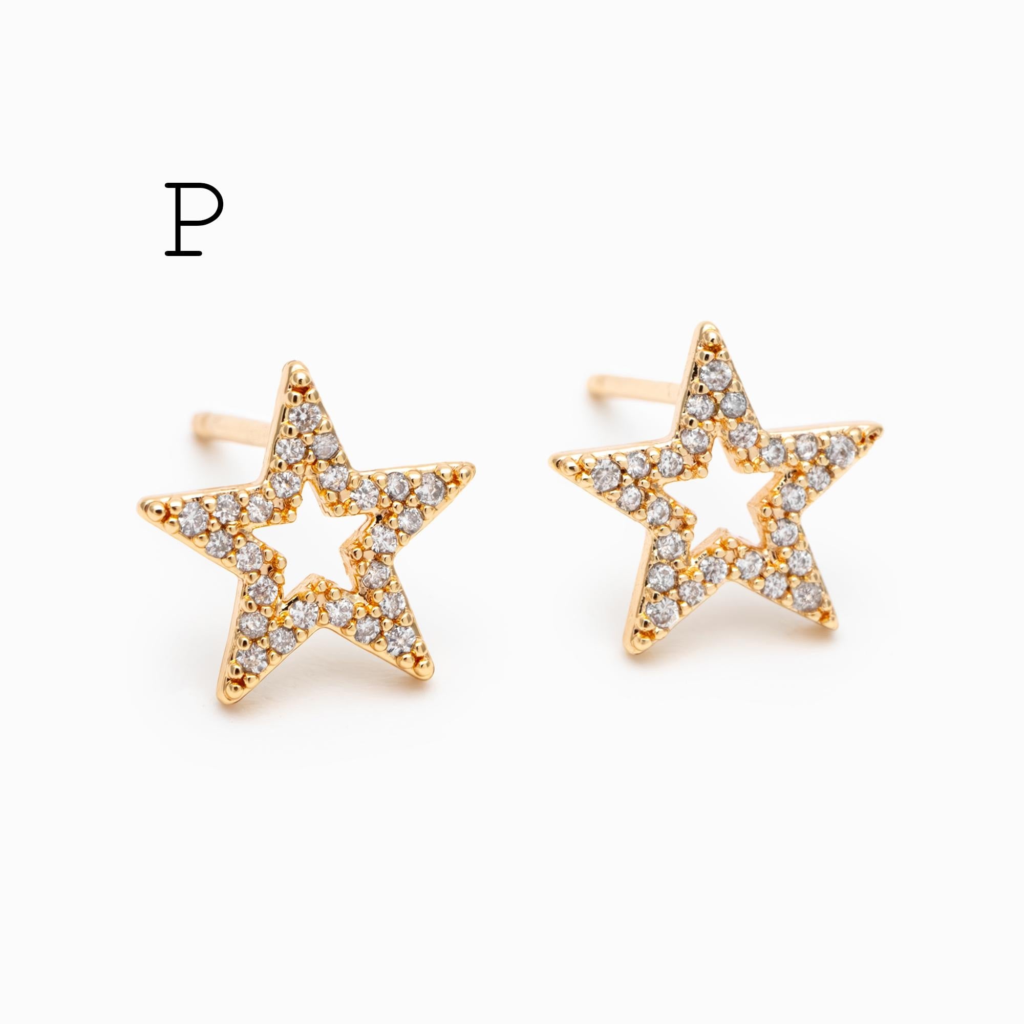 10pcs Minimalist Gold Stud Earring - Sun, Moon, Star Styles (#GB-3041)